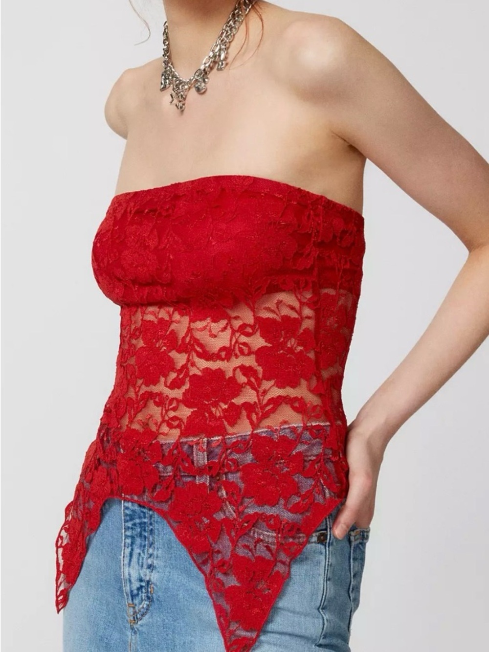 Urban Renewal Lace Tube Top Large